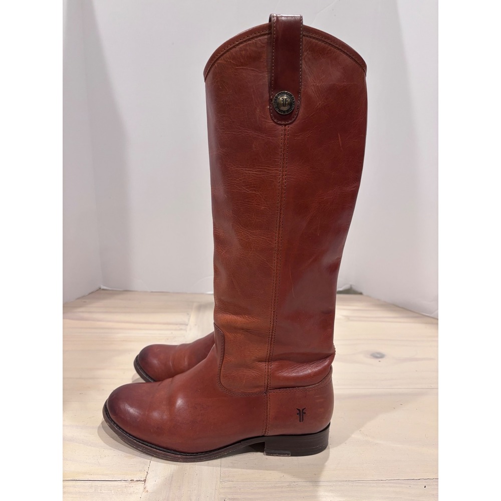 Frye Melissa Button Cognac Brown Leather Riding Boots 77167 Womens Size 6 B